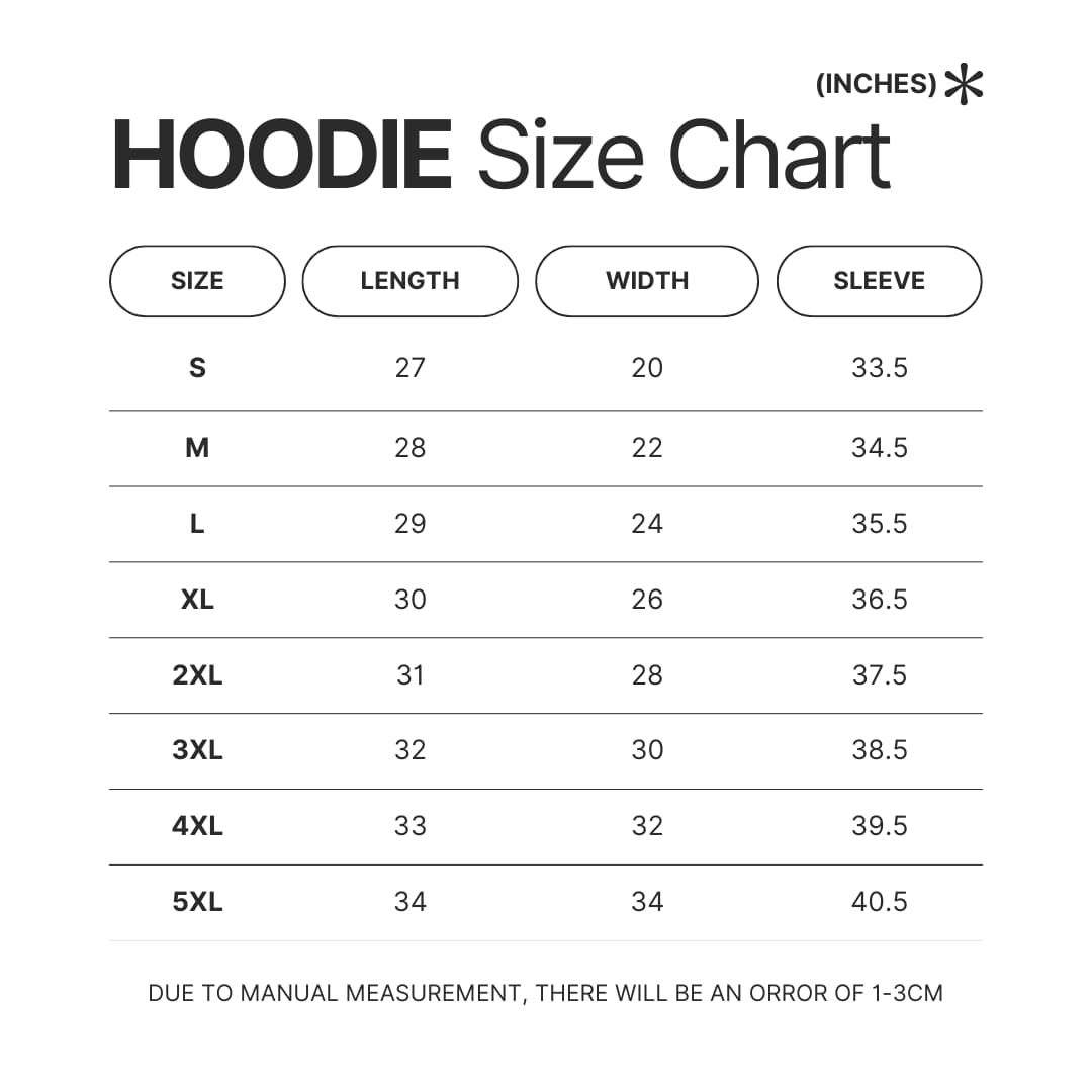 Hoodie Size Chart - Apex Legends Merch