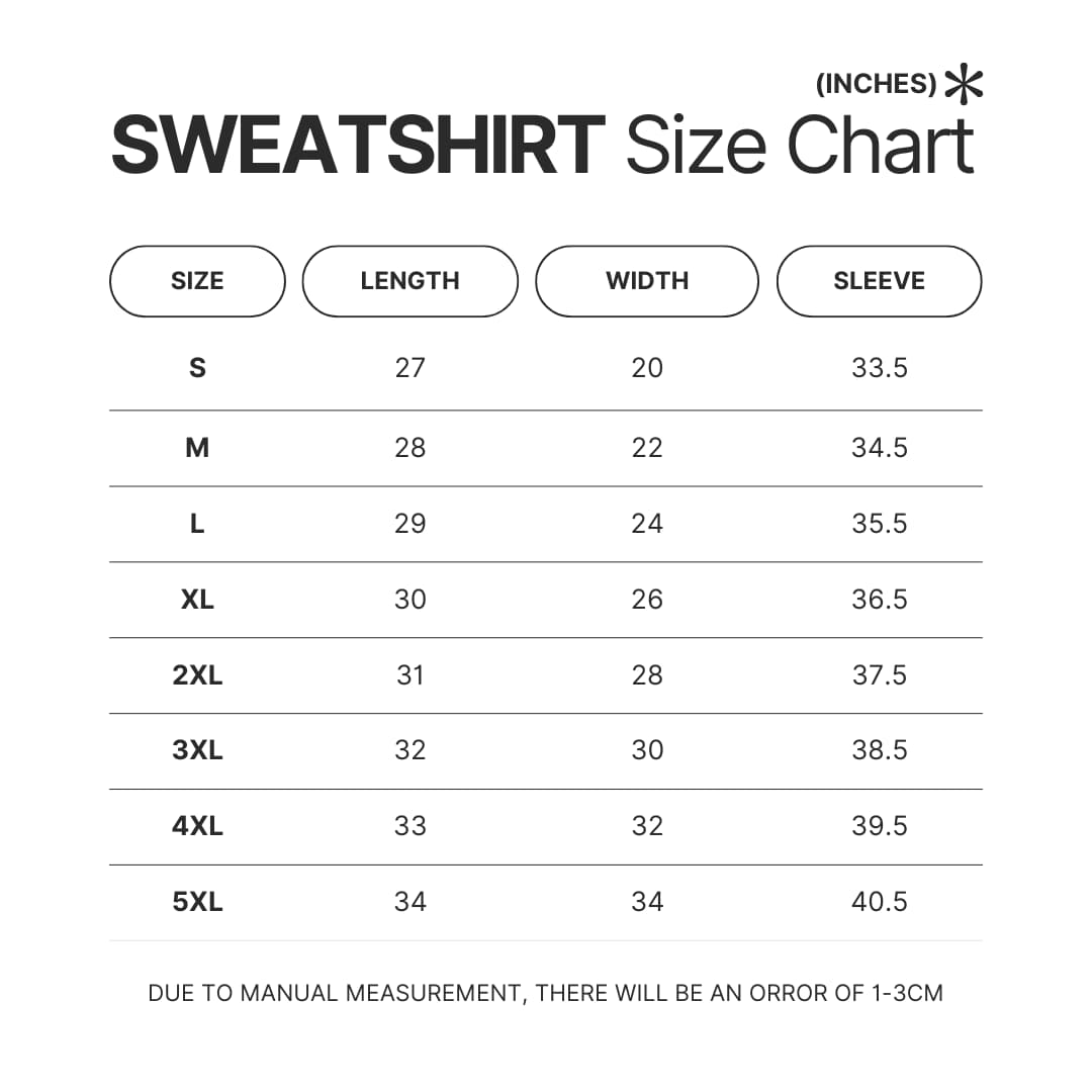 Sweatshirt Size Chart - Apex Legends Merch