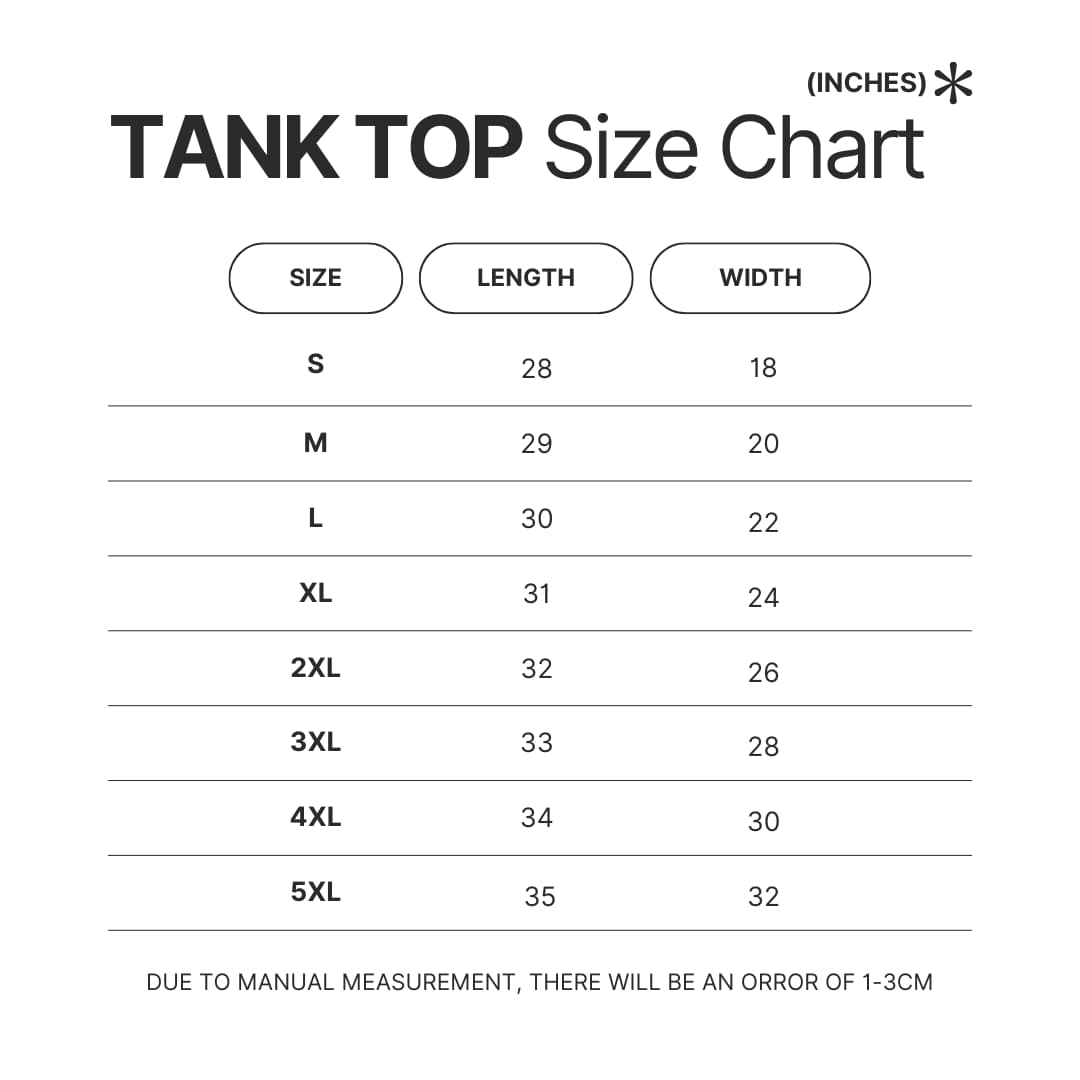 Tank Top Size Chart - Apex Legends Merch