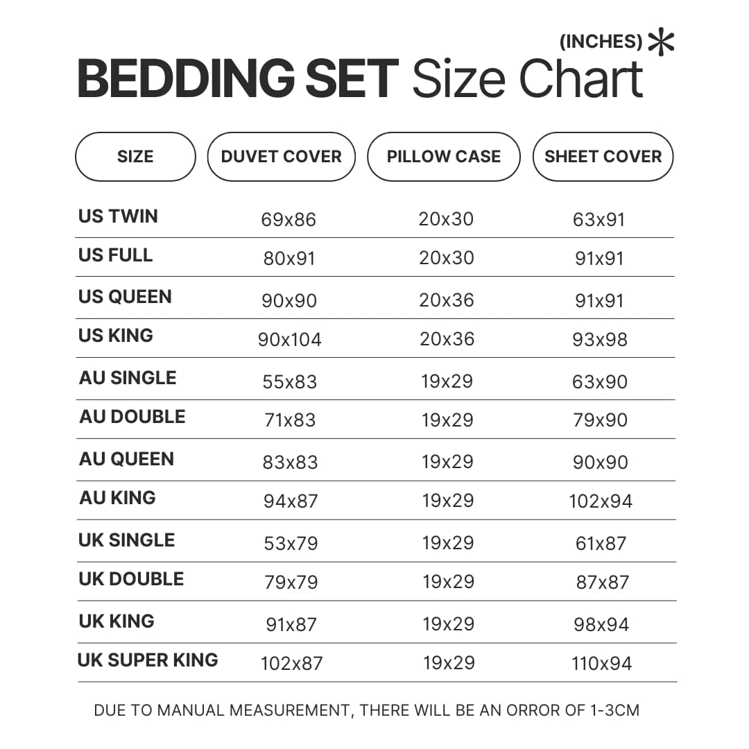 Bedding Set Size Chart - Apex Legends Merch