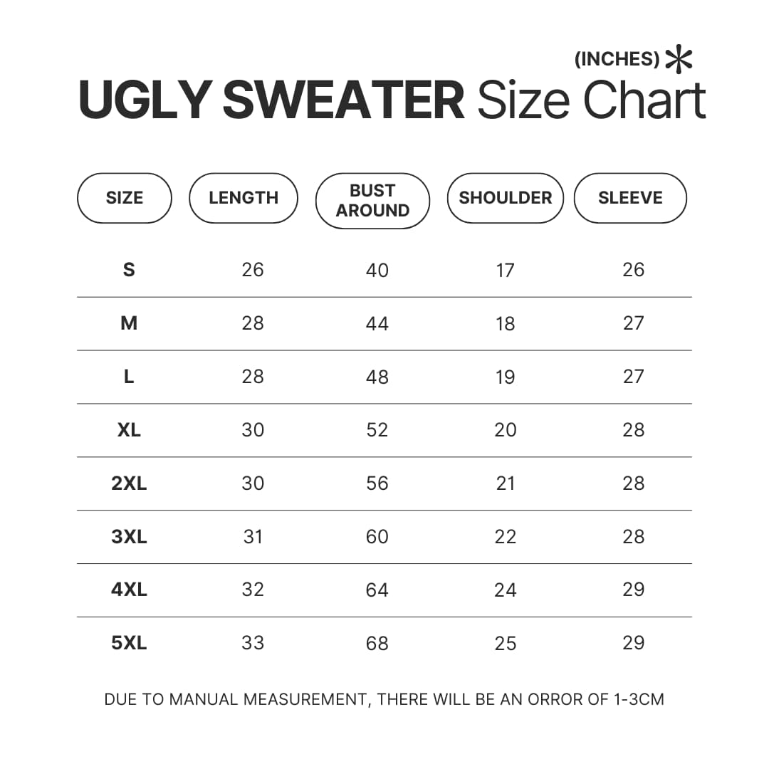 Ugly Sweater Size Chart - Apex Legends Merch