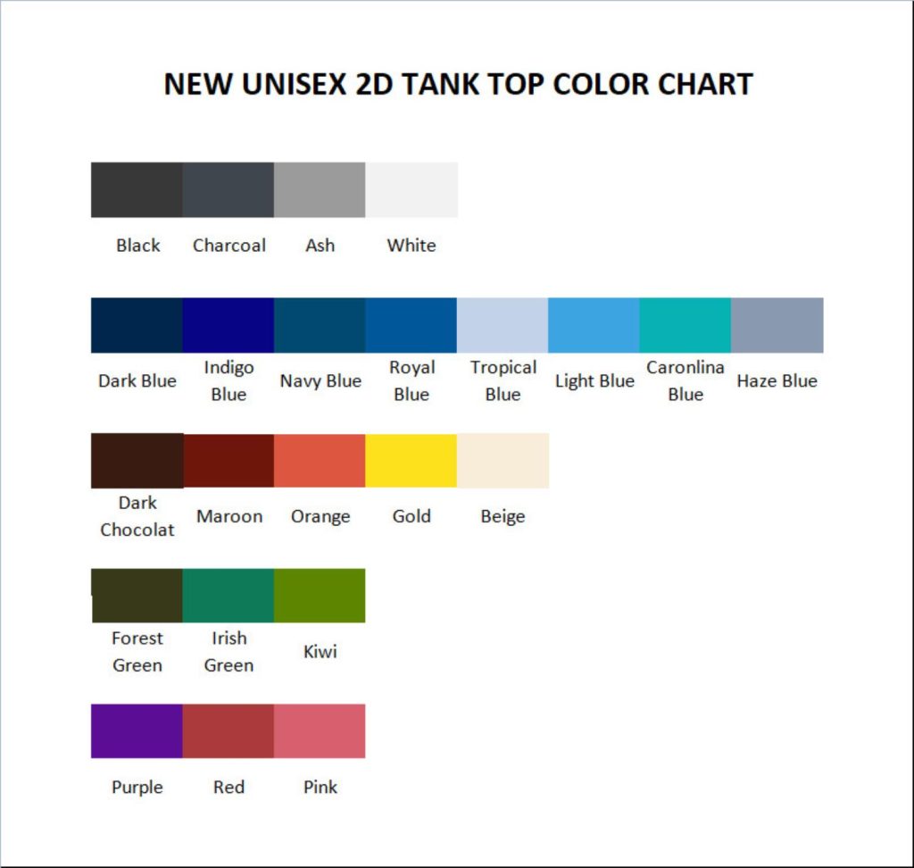 tank top color chart - Apex Legends Merch